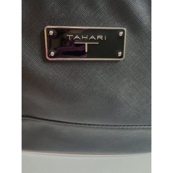 Tahari Black Travel Cosmetic Bag Multiple Compartments Zipper Closure 11”x7”x7” - Picture 2 of 4